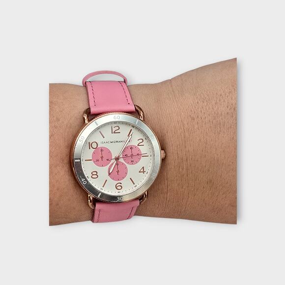 Isaac Mizrahi Live Pink Chronograph-Style Watch – Rose Gold Tone main image 9